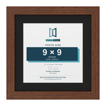 Dark Teak 12 x 12 inch picture frame with a black mount for a 9 x 9 inch photo
