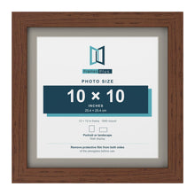 Dark Teak 12 x 12 inch picture frame with a Dawn Grey mount for a 10 x 10 inch photo