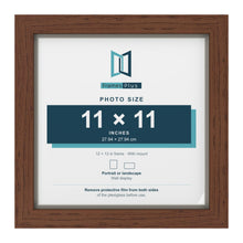 Dark Teak 12 x 12 inch picture frame with a Dawn Grey mount for an 11 x 11 inch photo