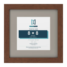 Dark Teak 12 x 12 inch picture frame with a Dawn Grey mount for an 8 x 8 inch photo