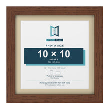 Dark Teak 12 x 12 inch picture frame with an ivory mount for a 10 x 10 inch photo