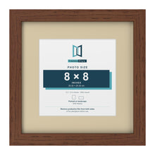 Dark Teak 12 x 12 inch picture frame with an ivory mount for an 8 x 8 inch photo