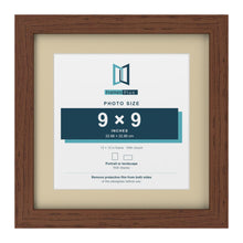 Dark Teak 12 x 12 inch picture frame with an ivory mount for a 9 x 9 inch photo