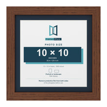 Dark Teak 12 x 12 inch picture frame with a Pacific Blue mount for a 10 x 10 inch photo