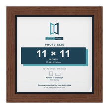 Dark Teak 12 x 12 inch picture frame with a Pacific Blue mount for an 11 x 11 inch photo