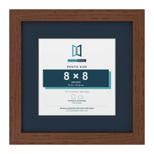 Dark Teak 12 x 12 inch picture frame with a Pacific Blue mount for an 8 x 8 inch photo