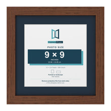 Dark Teak 12 x 12 inch picture frame with a Pacific Blue mount for a 9 x 9 inch photo