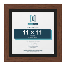 Dark Teak 13 x 13 inch picture frame with a black mount for an 11 x 11 inch photo