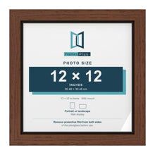 Dark Teak 13 x 13 inch picture frame with a black mount for a 12 x 12 inch photo