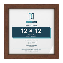 Dark Teak 13 x 13 inch picture frame with a Dawn Grey mount for a 12 x 12 inch photo