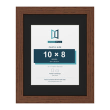 Dark Teak 14 x 11 inch picture frame with a black mount for a 10 x 8 inch photo