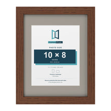 Dark Teak 14 x 11 inch picture frame with a Dawn Grey mount for a 10 x 8 inch photo