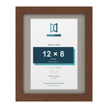 Dark Teak 14 x 11 inch picture frame with a Dawn Grey mount for a 12 x 8 inch photo