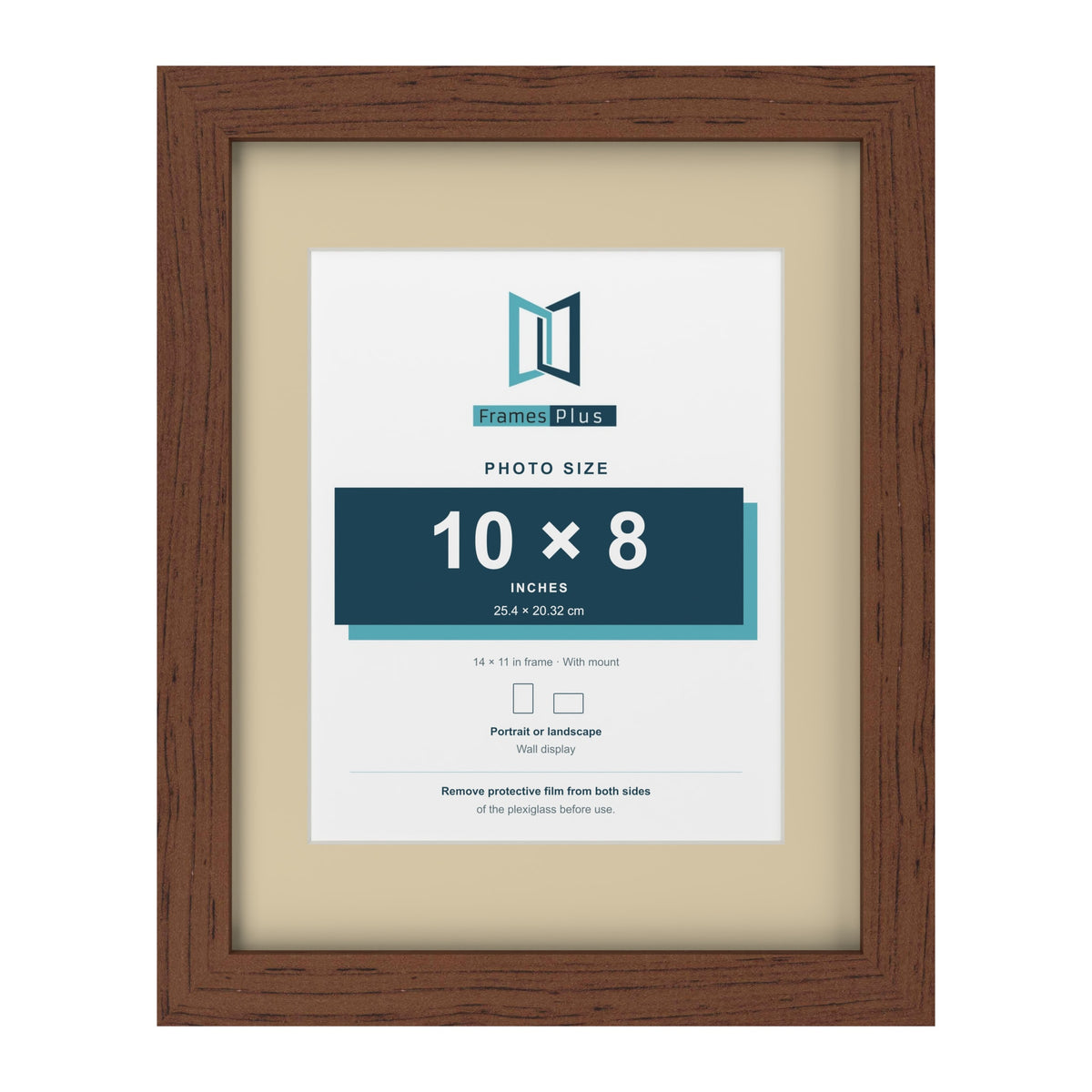 Dark Teak 14 x 11 inch picture frame with an ivory mount for a 10 x 8 inch photo