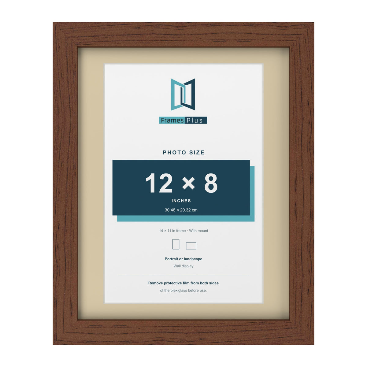 Dark Teak 14 x 11 inch picture frame with an ivory mount for a 12 x 8 inch photo