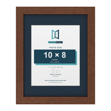 Dark Teak 14 x 11 inch picture frame with a Pacific Blue mount for a 10 x 8 inch photo