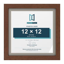 Dark Teak 14 x 14 inch picture frame with a Dawn Grey mount for a 12 x 12 inch photo