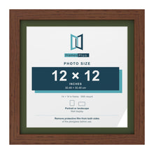 Dark Teak 14 x 14 inch picture frame with a green mount for a 12 x 12 inch photo