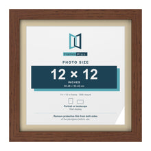 Dark Teak 14 x 14 inch picture frame with an ivory mount for a 12 x 12 inch photo