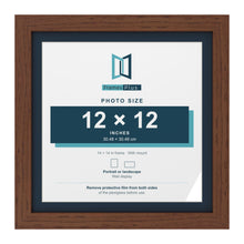 Dark Teak 14 x 14 inch picture frame with a Pacific Blue mount for a 12 x 12 inch photo