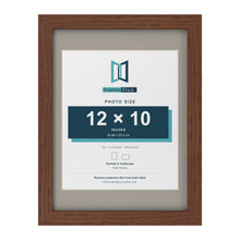 Dark Teak 16 x 12 inch picture frame with a Dawn Grey mount for a 12 x 10 inch photo