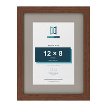 Dark Teak 16 x 12 inch picture frame with a Dawn Grey mount for a 12 x 8 inch photo