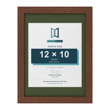 Dark Teak 16 x 12 inch picture frame with a green mount for a 12 x 10 inch photo