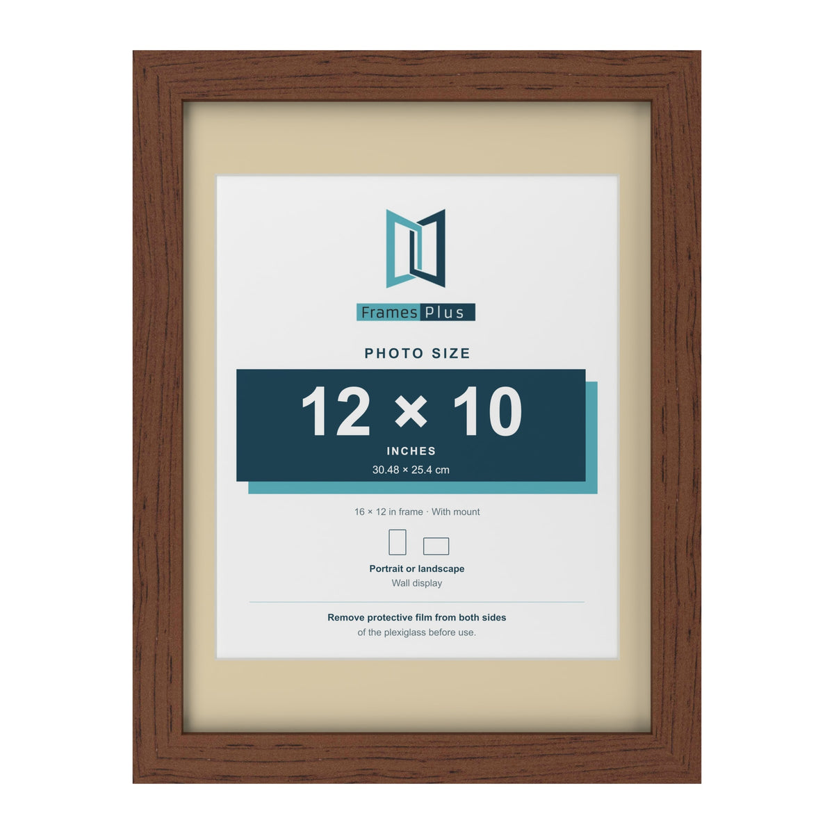 Dark Teak 16 x 12 inch picture frame with an ivory mount for a 12 x 10 inch photo