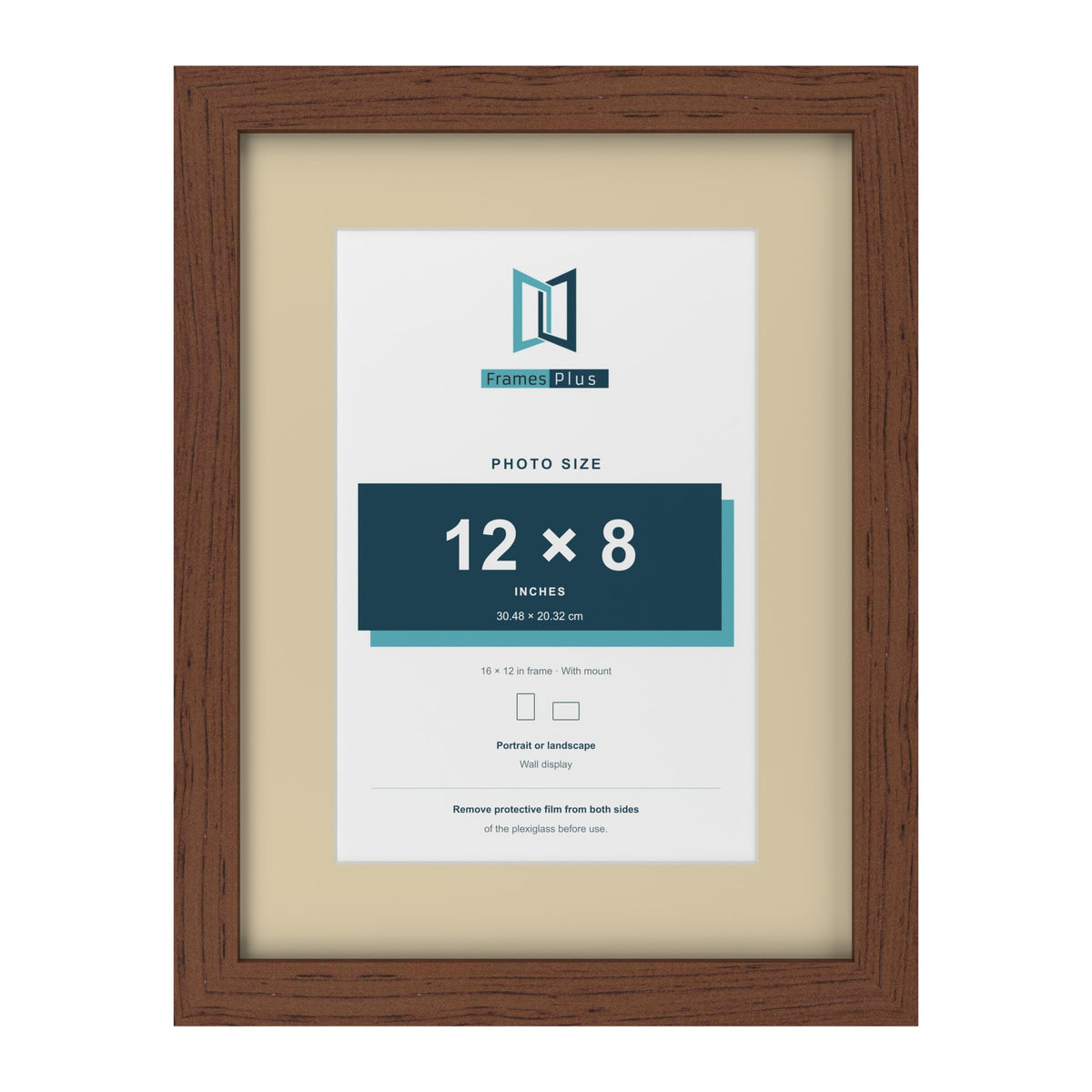 Dark Teak 16 x 12 inch picture frame with an ivory mount for a 12 x 8 inch photo