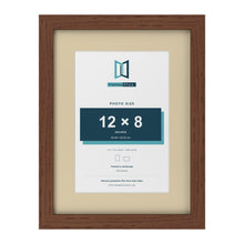 Dark Teak 16 x 12 inch picture frame with an ivory mount for a 12 x 8 inch photo