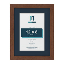 Dark Teak 16 x 12 inch picture frame with a Pacific Blue mount for a 12 x 8 inch photo
