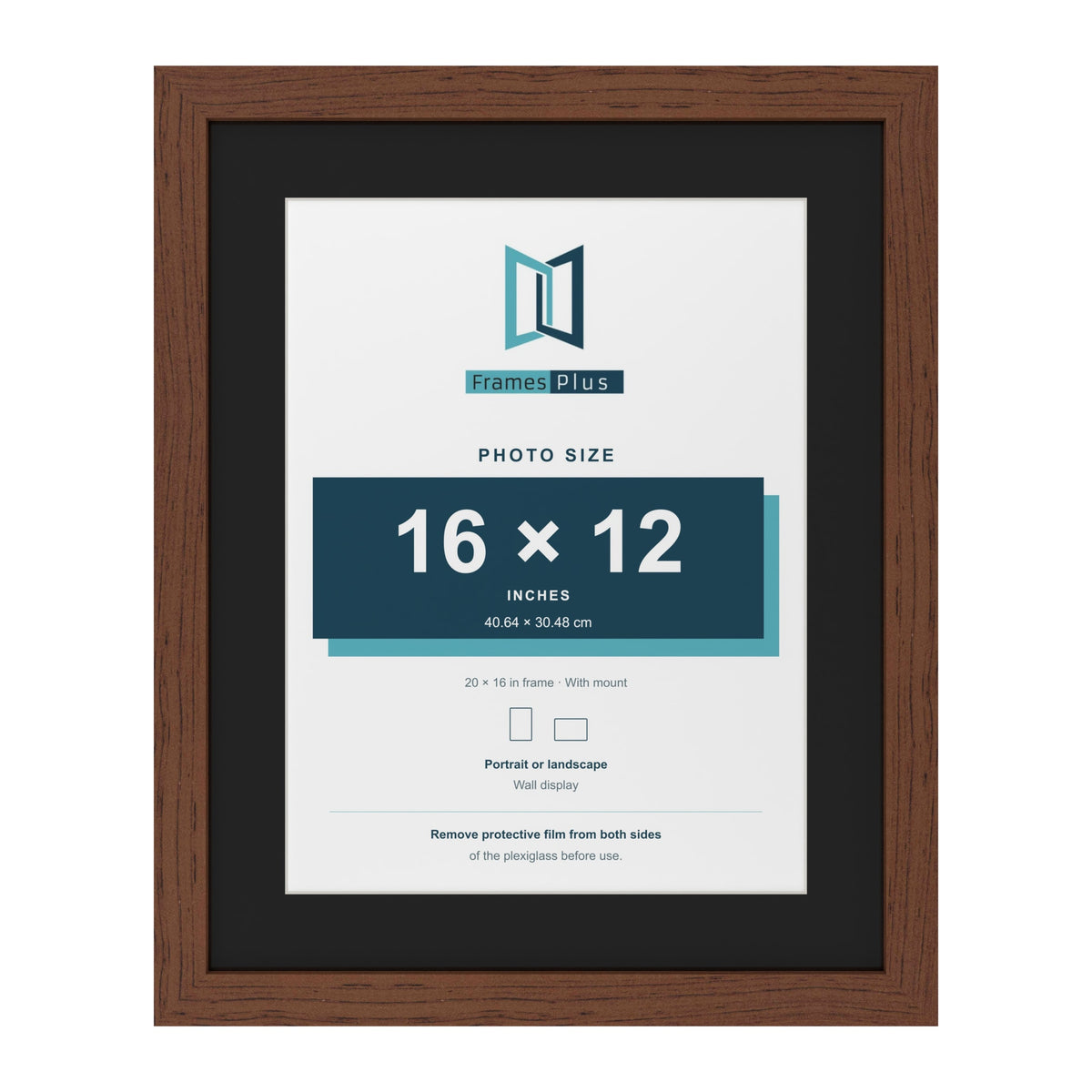 Dark Teak 20 x 16 inch picture frame with a black mount for a 16 x 12 inch photo