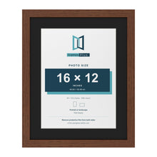 Dark Teak 20 x 16 inch picture frame with a black mount for a 16 x 12 inch photo
