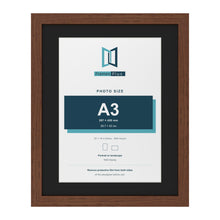 Dark Teak 20 x 16 inch picture frame with a black mount for an A3 photo