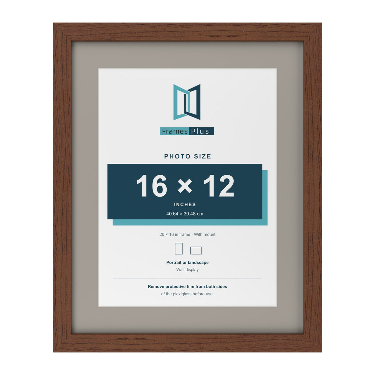 Dark Teak 20 x 16 inch picture frame with a Dawn Grey mount for a 16 x 12 inch photo