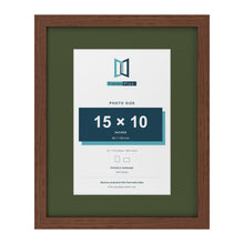 Dark Teak 20 x 16 inch picture frame with a green mount for a 15 x 10 inch photo