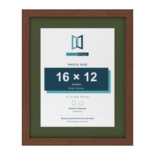 Dark Teak 20 x 16 inch picture frame with a green mount for a 16 x 12 inch photo