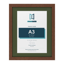 Dark Teak 20 x 16 inch picture frame with a green mount for an A3 photo