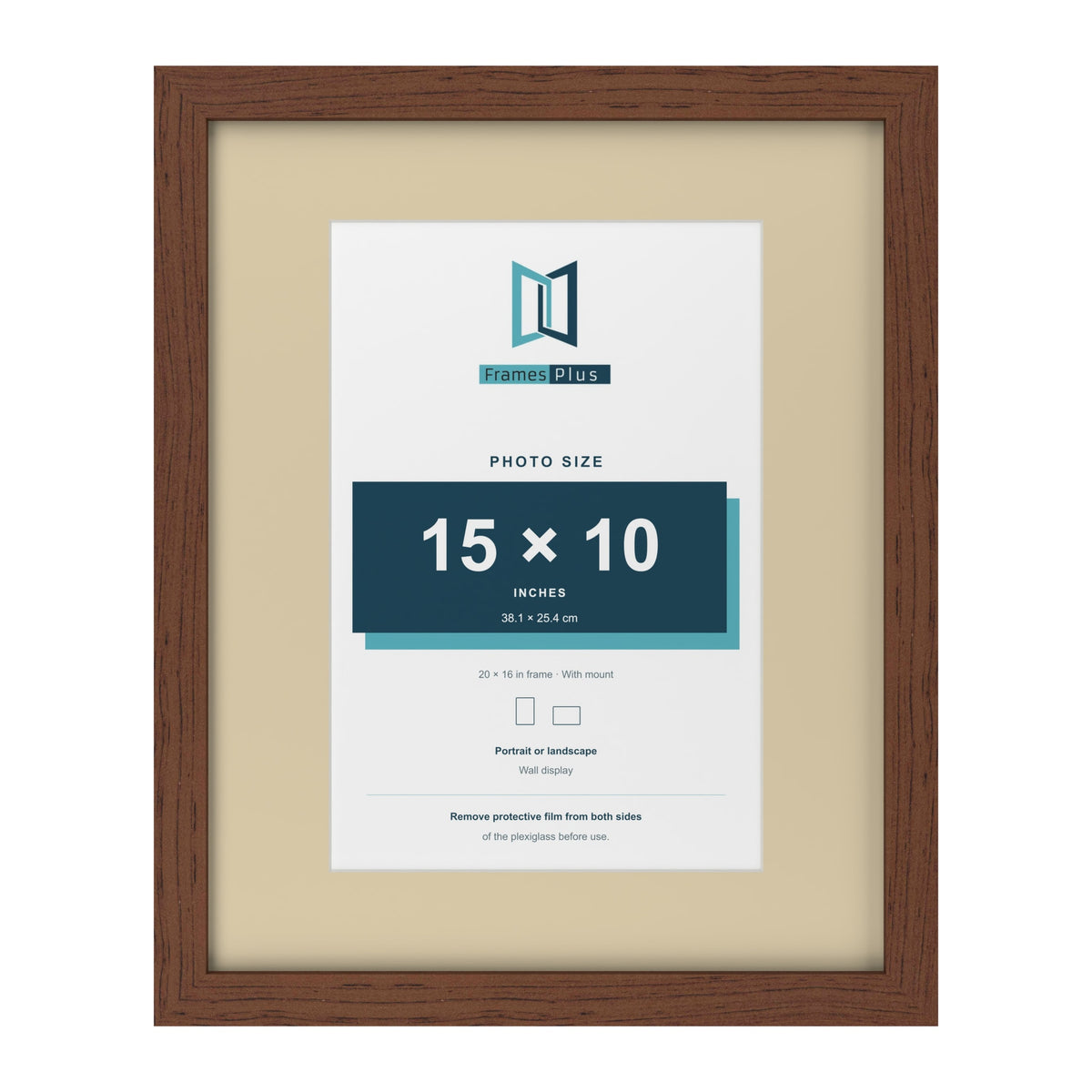 Dark Teak 20 x 16 inch picture frame with an ivory mount for a 15 x 10 inch photo