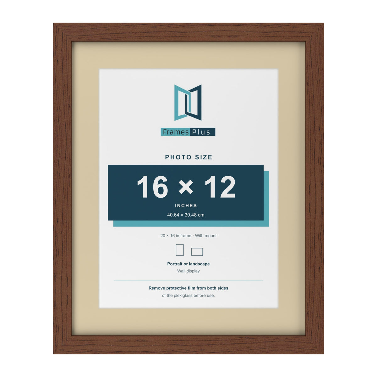 Dark Teak 20 x 16 inch picture frame with an ivory mount for a 16 x 12 inch photo
