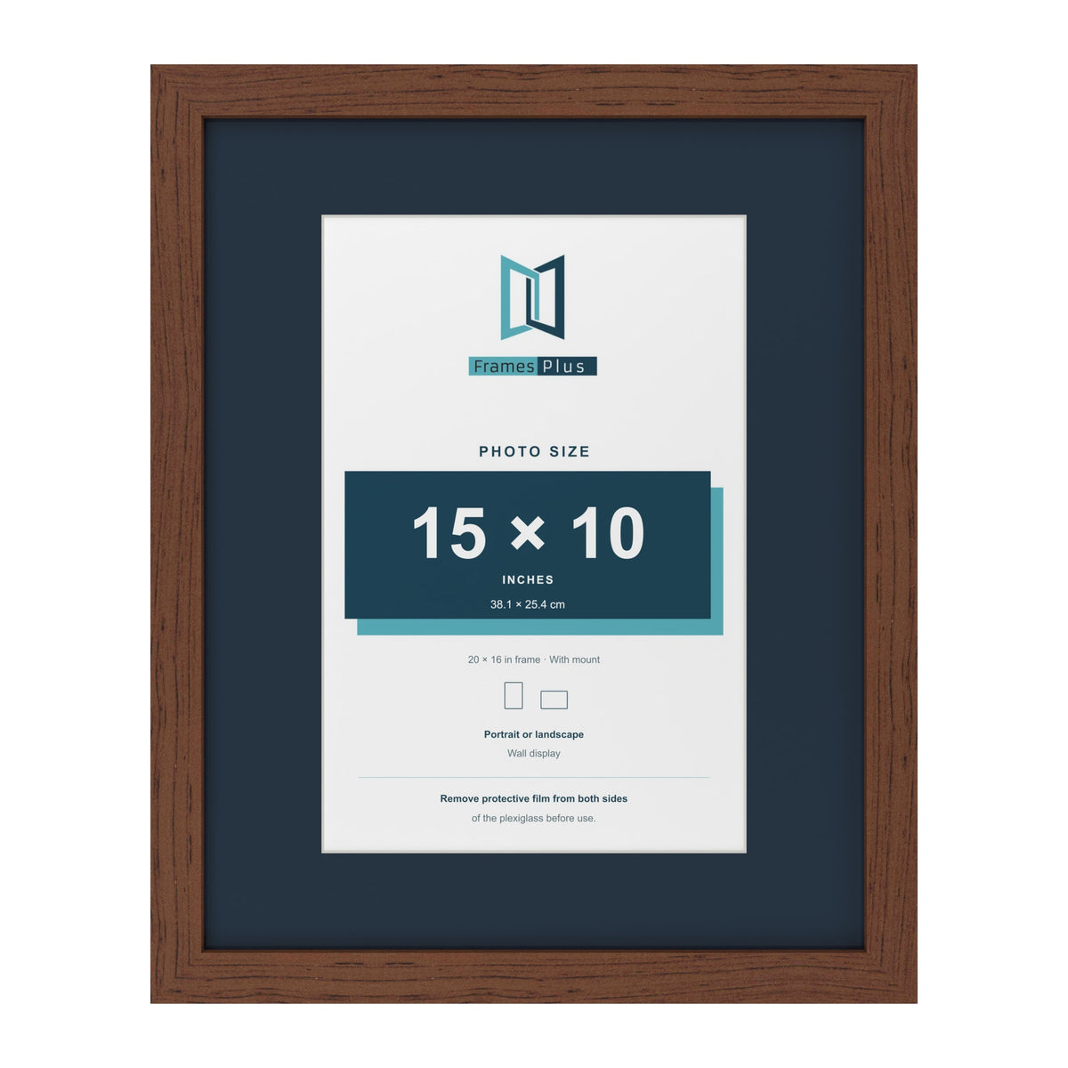 Dark Teak 20 x 16 inch picture frame with a Pacific Blue mount for a 15 x 10 inch photo