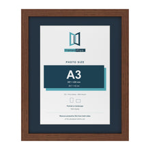 Dark Teak 20 x 16 inch picture frame with a Pacific Blue mount for an A3 photo