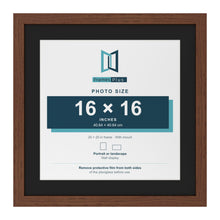 Dark Teak 20 x 20 inch picture frame with a black mount for a 16 x 16 inch photo