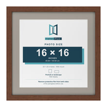 Dark Teak 20 x 20 inch picture frame with a Dawn Grey mount for a 16 x 16 inch photo