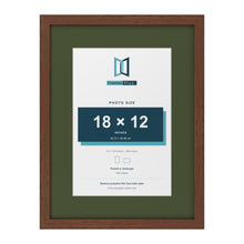 Dark Teak 24 x 18 inch picture frame with a green mount for an 18 x 12 inch photo