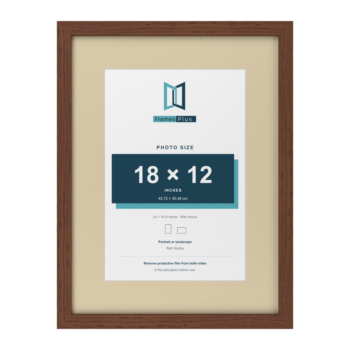 Dark Teak 24 x 18 inch picture frame with an ivory mount for an 18 x 12 inch photo