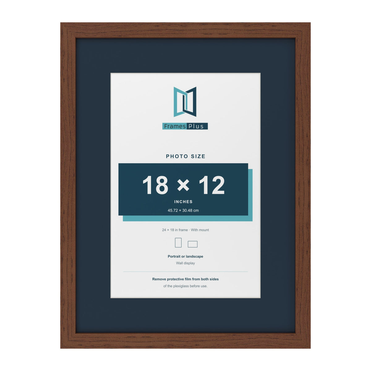 Dark Teak 24 x 18 inch picture frame with a Pacific Blue mount for an 18 x 12 inch photo