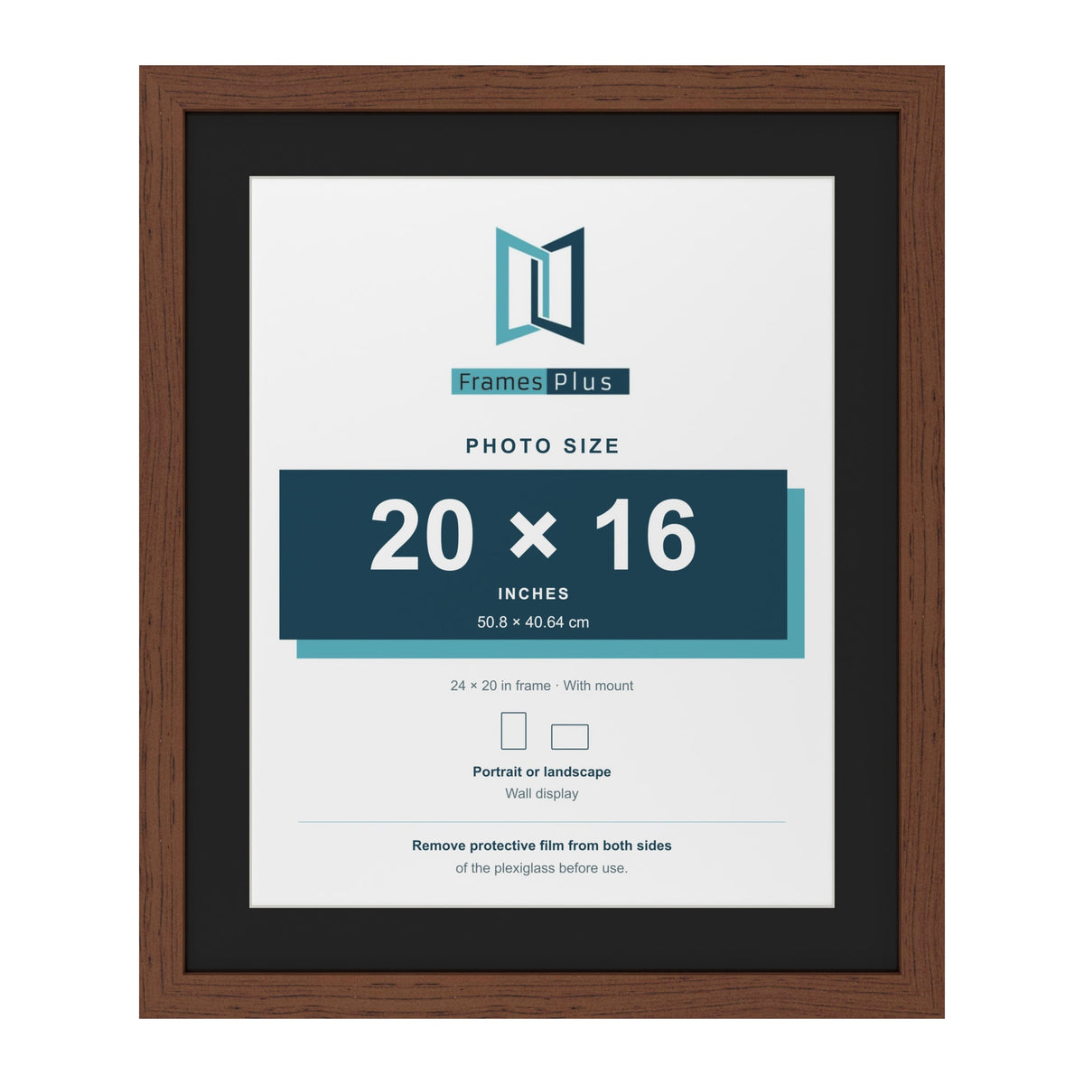 Dark Teak 24 x 20 inch picture frame with a black mount for a 20 x 16 inch photo
