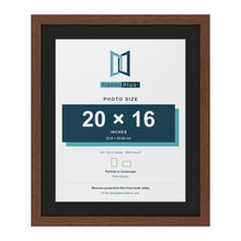 Dark Teak 24 x 20 inch picture frame with a black mount for a 20 x 16 inch photo