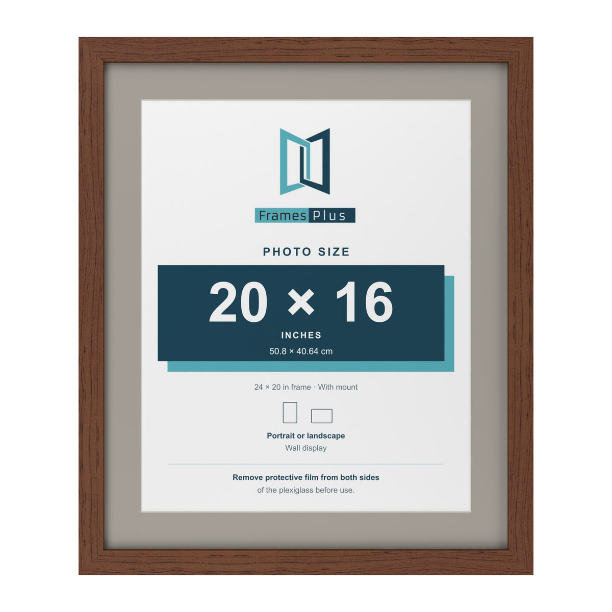 Dark Teak 24 x 20 inch picture frame with a Dawn Grey mount for a 20 x 16 inch photo
